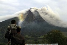 Sinabung on Sumatra erupting on August 29, 2010.